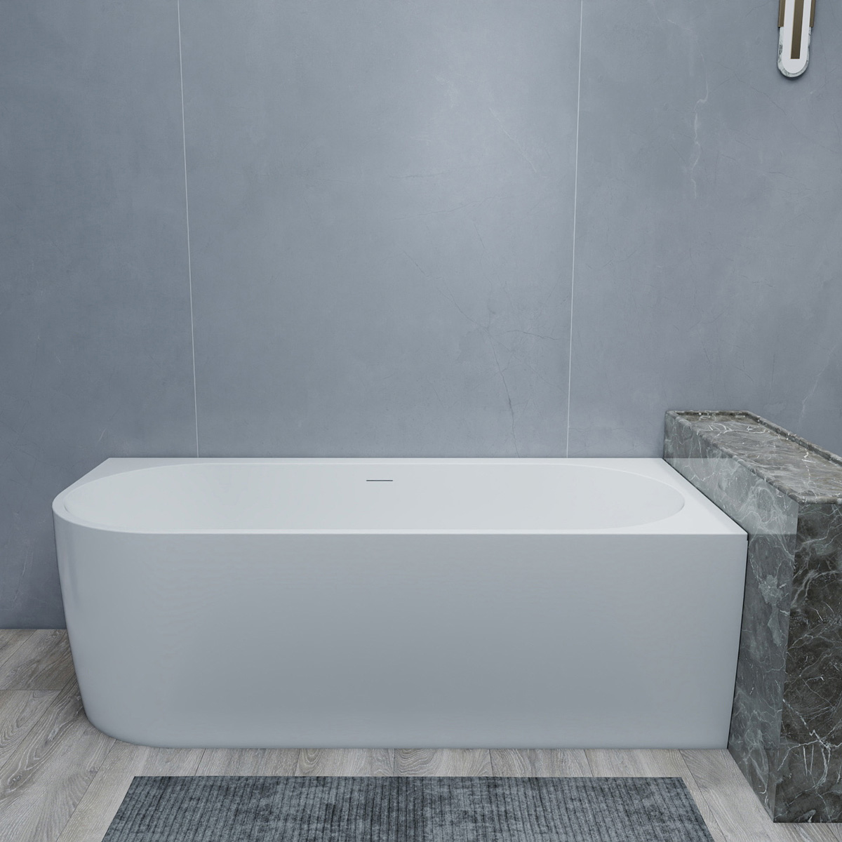 SCHADEMODEL: Saniclear Lilla hoekbad 180x80cm rechts mat wit