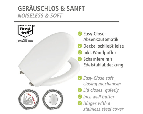 Wenko Gubbio toiletzitting, wit, met soft-close mechanisme, 22883100