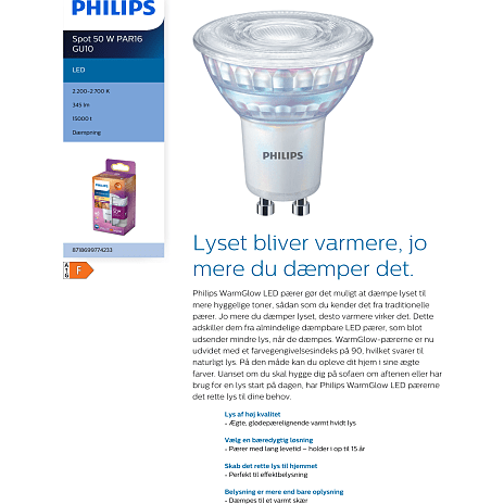 Philips LED 3,8W - dæmpbar