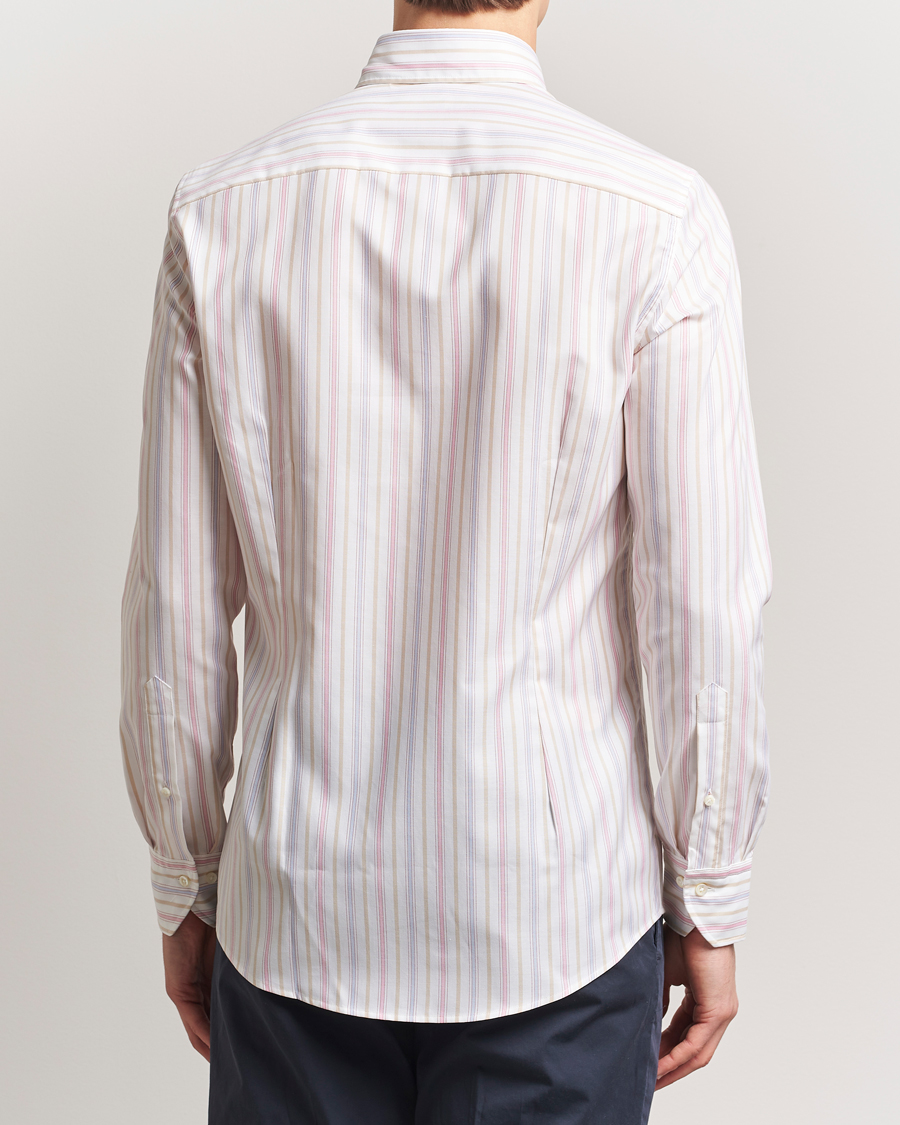 Stenströms Slimline Multi Striped Oxford Shirt White