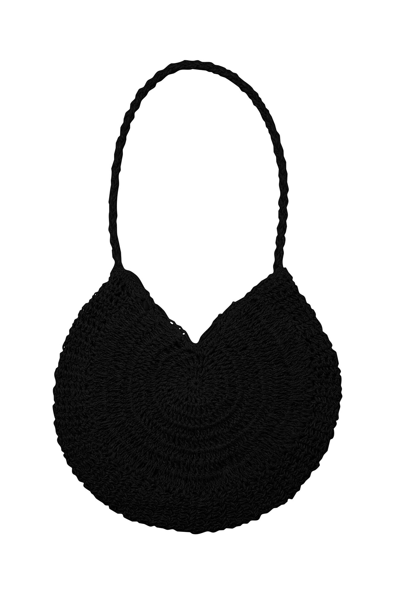 Bolsa redonda de palha - Preta