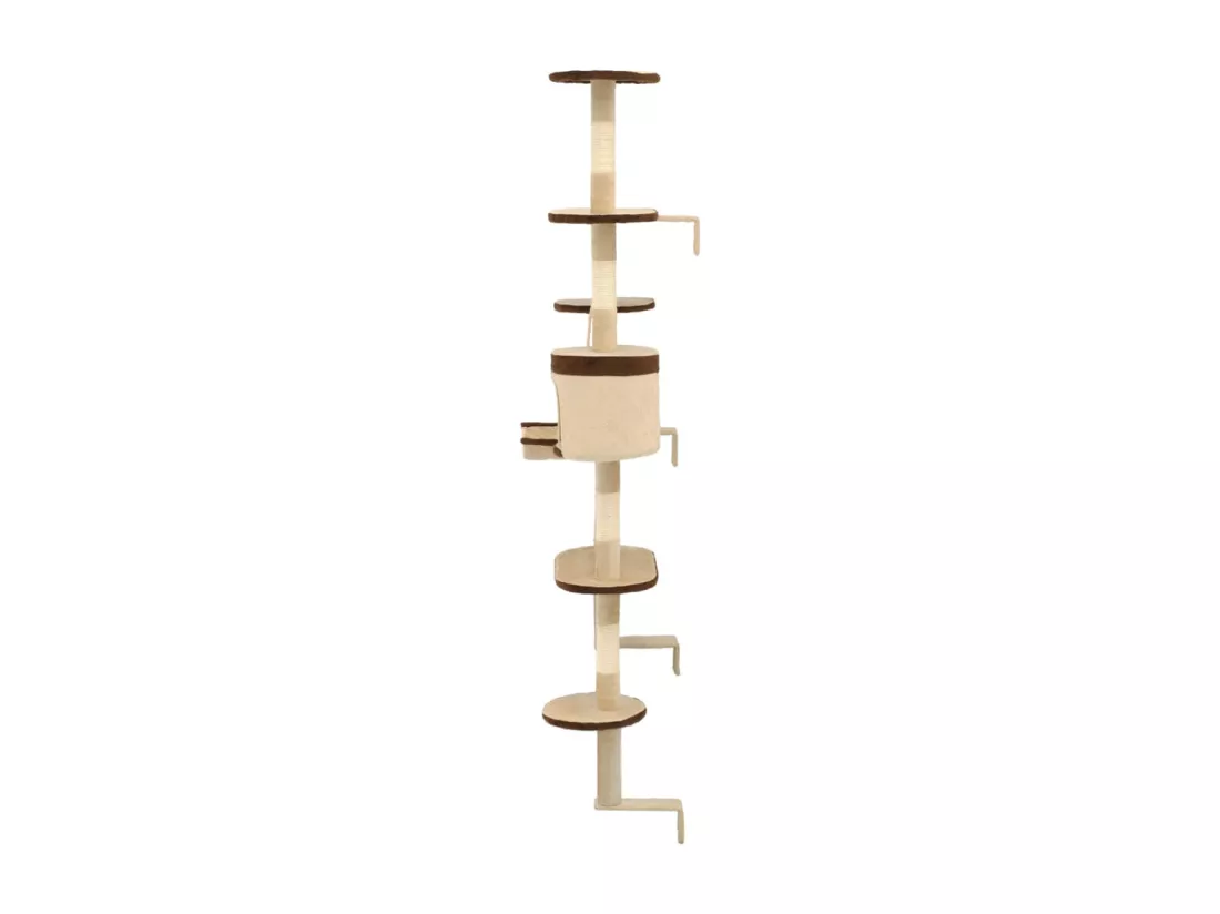 Arbre à chat en sisal Montage mural 194 cm Beige et marron