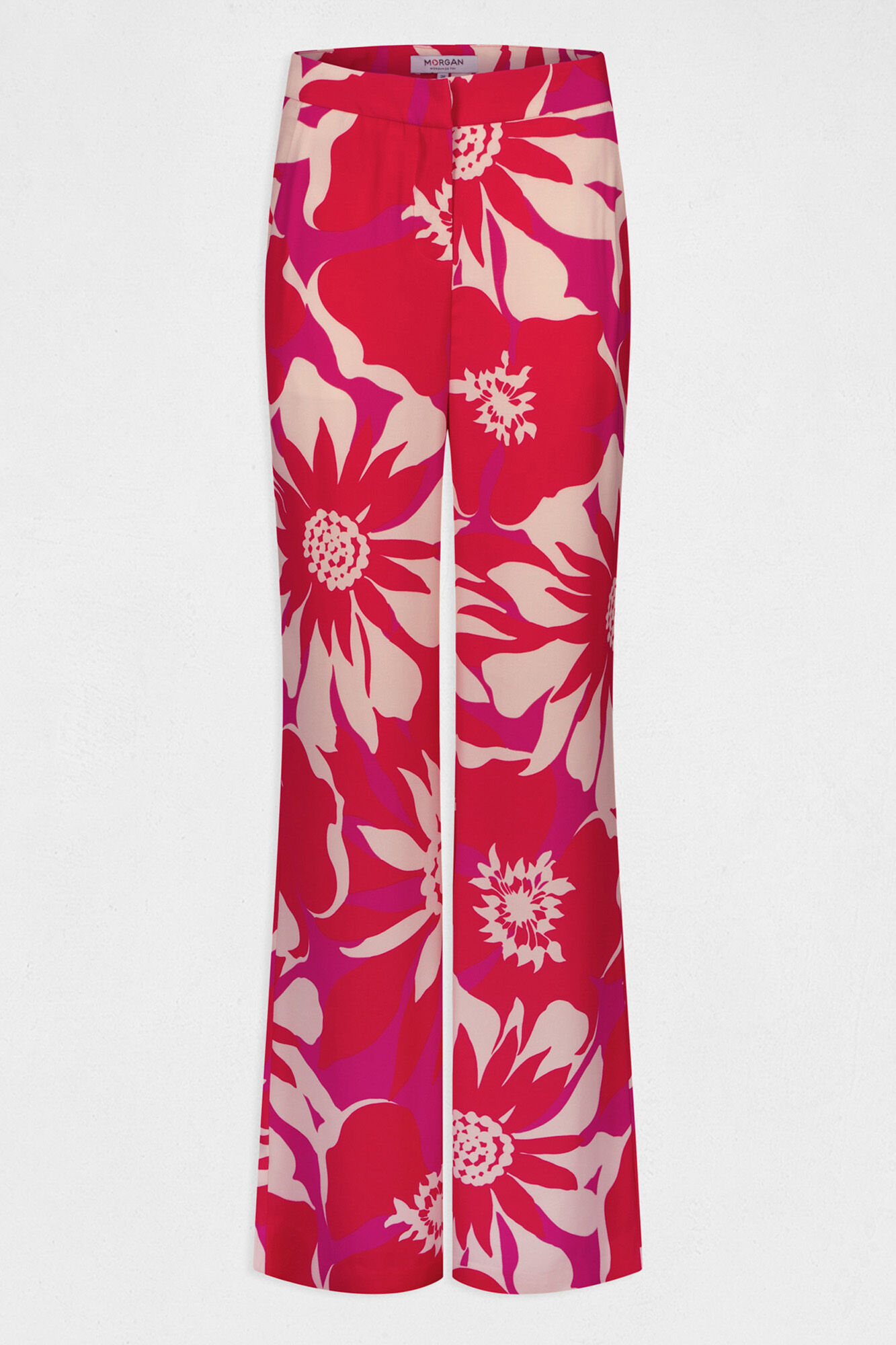 Calça pantalona com estampa floral - Estampa branca