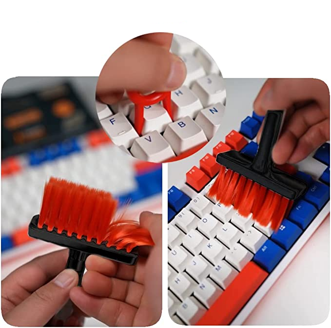 3in1 Tastatur Nylon Reinigungsbürste / Tastenkappen Abzieher / Kopfhörer Reinigungsstift - Schwarz / Rot