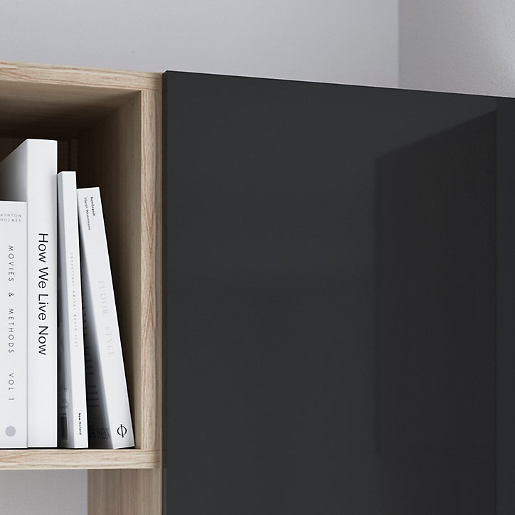 Porte battante anthracite brillant GoodHome Atomia H. 224,7 x 49,7 cm
