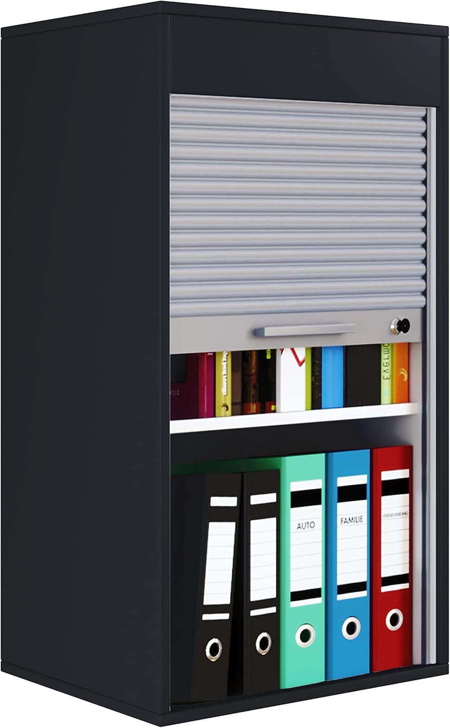 VCM Büroschrank | Aktenschrank mit Rollladen| Maße ca. H. 93 x B. 50 x T. 40 cm – Aktos L