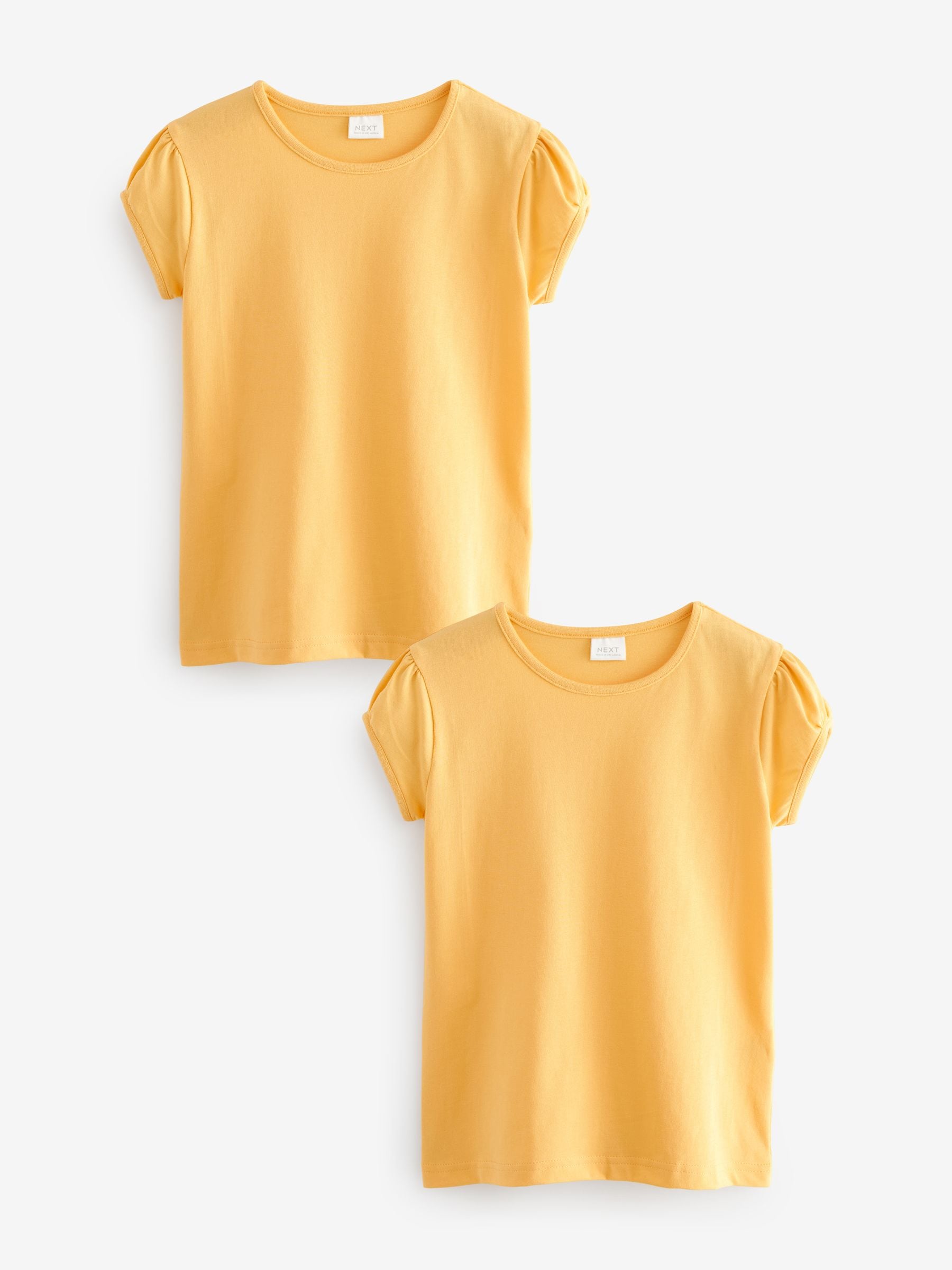 Geel - 2 -pack T-shirts met pofmouwen (3-16jaar)