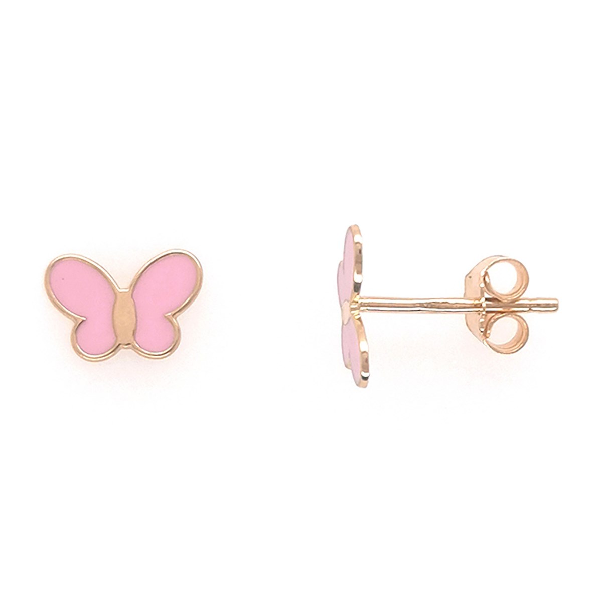 Boucles d'oreilles Brillaxis papillon laqué rose