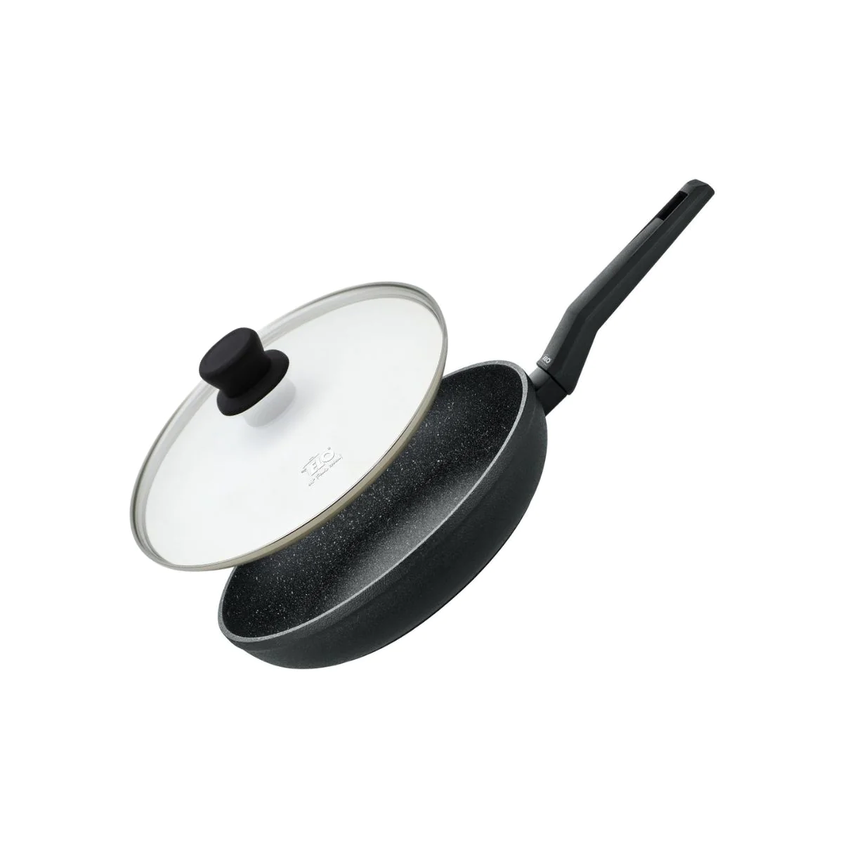 Poêle à frire en aluminium forgé et couvercle 28 cm Granit Solution El