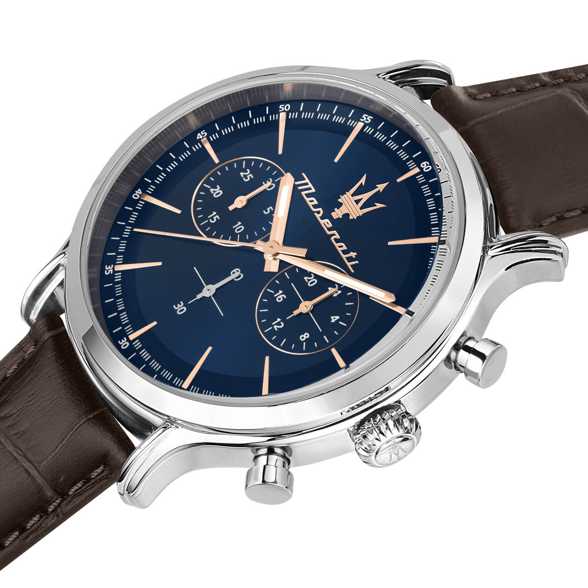 Montre MASERATI homme acier bracelet cuir marron