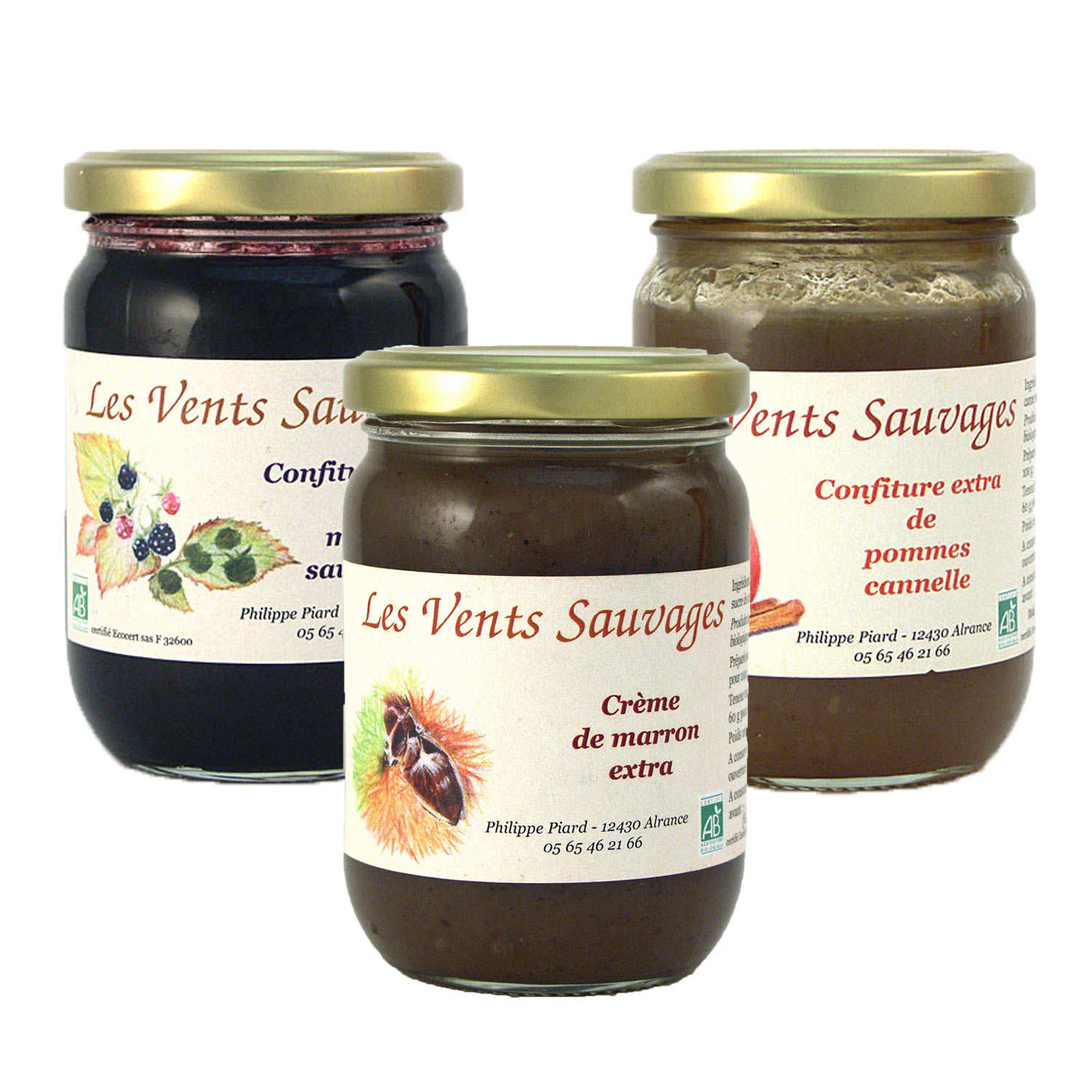 Assortiment de confitures gourmandes bio de l'Aveyron