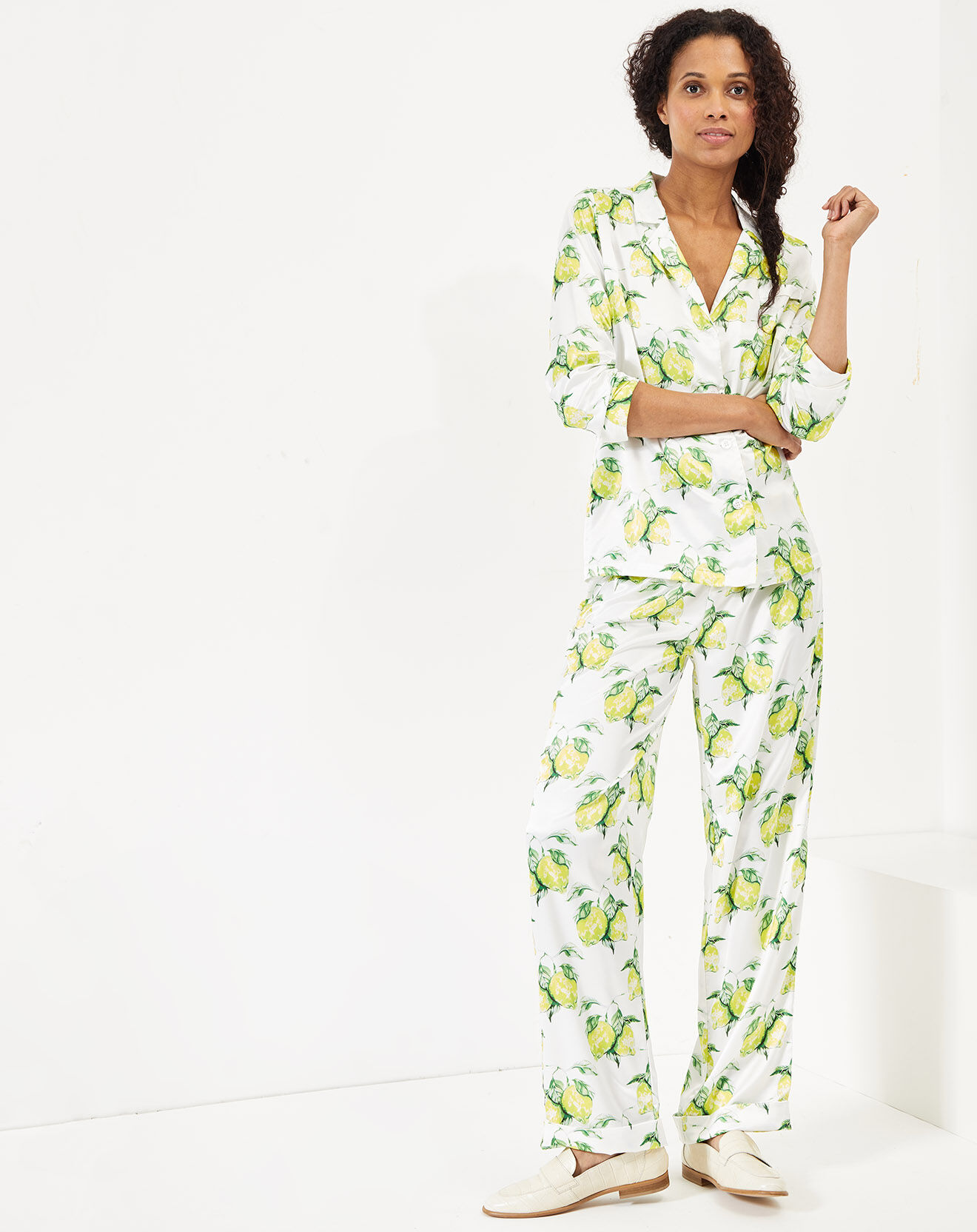 Quartier Latin Pyjama satiné Lemon blanc/jaune/vert