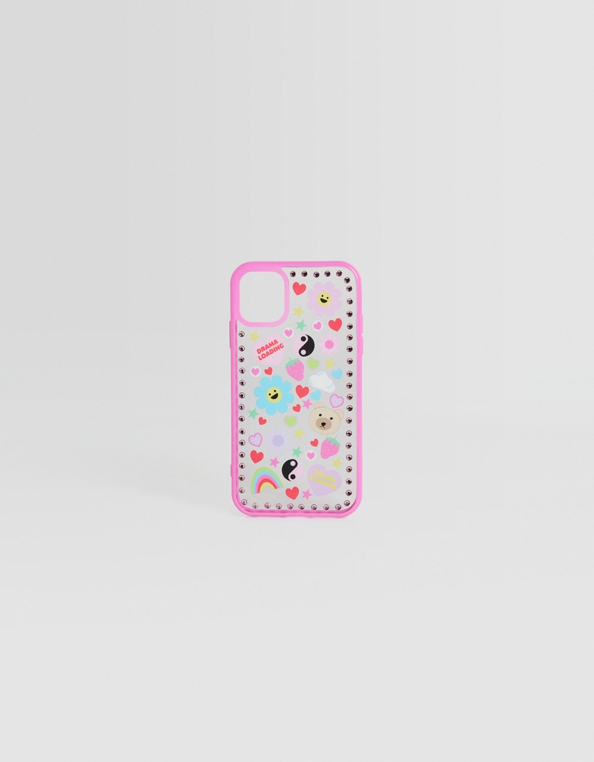 Capa para iPhone com adesivos de strass