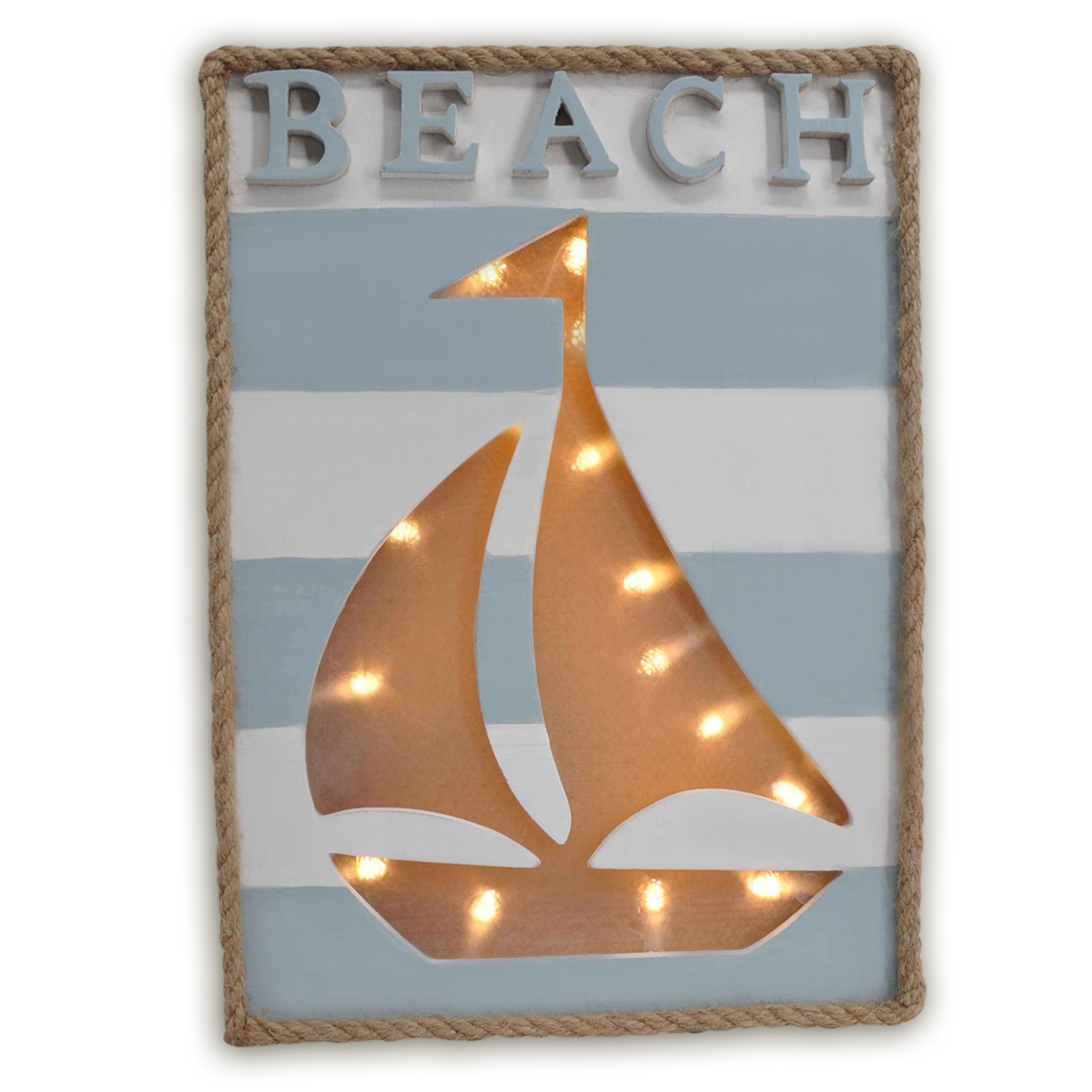 LED-Bild - Segelboot - blau-weiß - 28 cm hoch