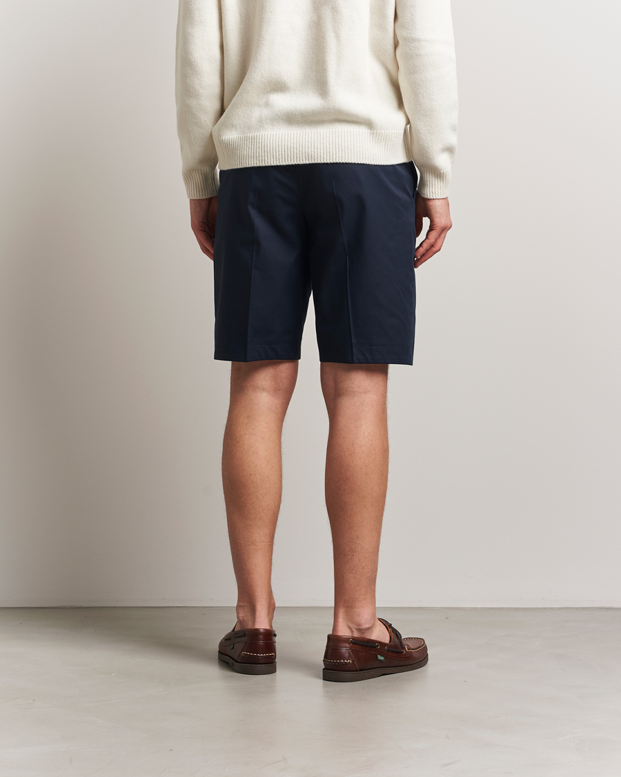 BOSS CAMEL Peet Cotton Pleated Shorts Dark Blue