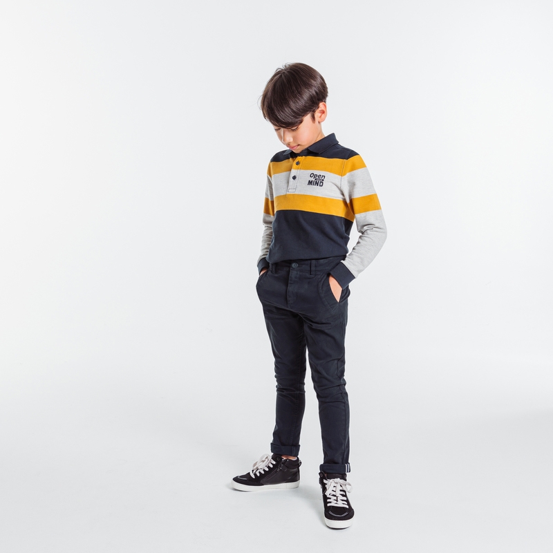 Pantalon chino en twill de coton uni gris garçon