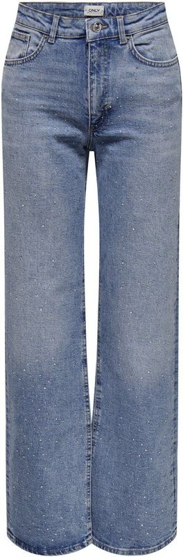 Only - Onljuicy Hw Rhinestone - Jeans - Medium Blue - Dames