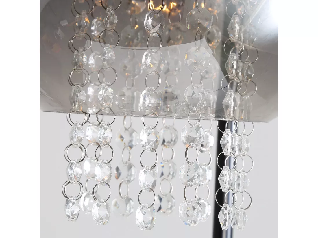 Lampadaire Intérieur 1 Flamme E27 Gris Fumé Lampadaire Grand Cristal Pour Bureau Canapé