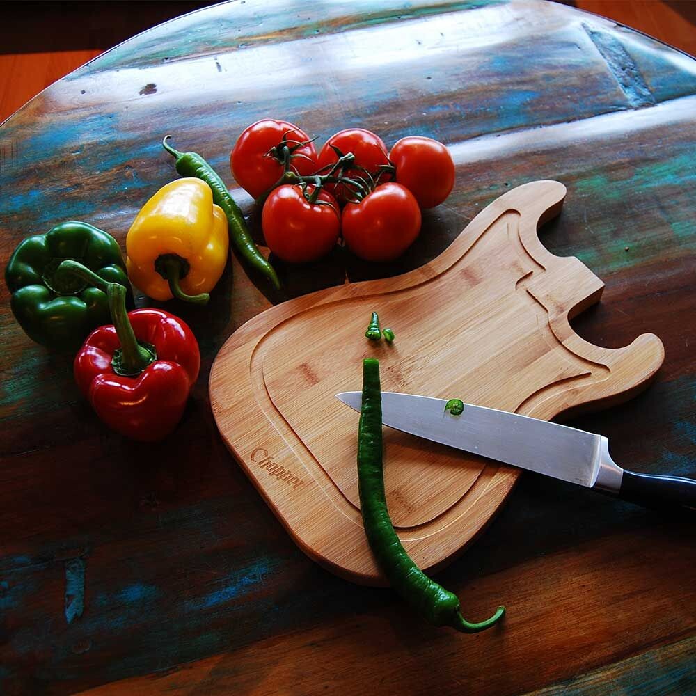 Mikamax - Guitar Skærebræt I Bambus Træ - 25X38 CM