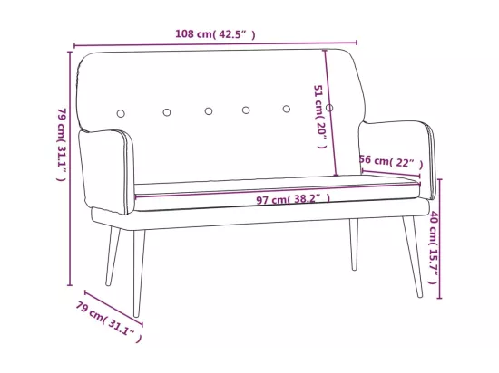 Banc Vert foncé 108x79x79 cm Velours