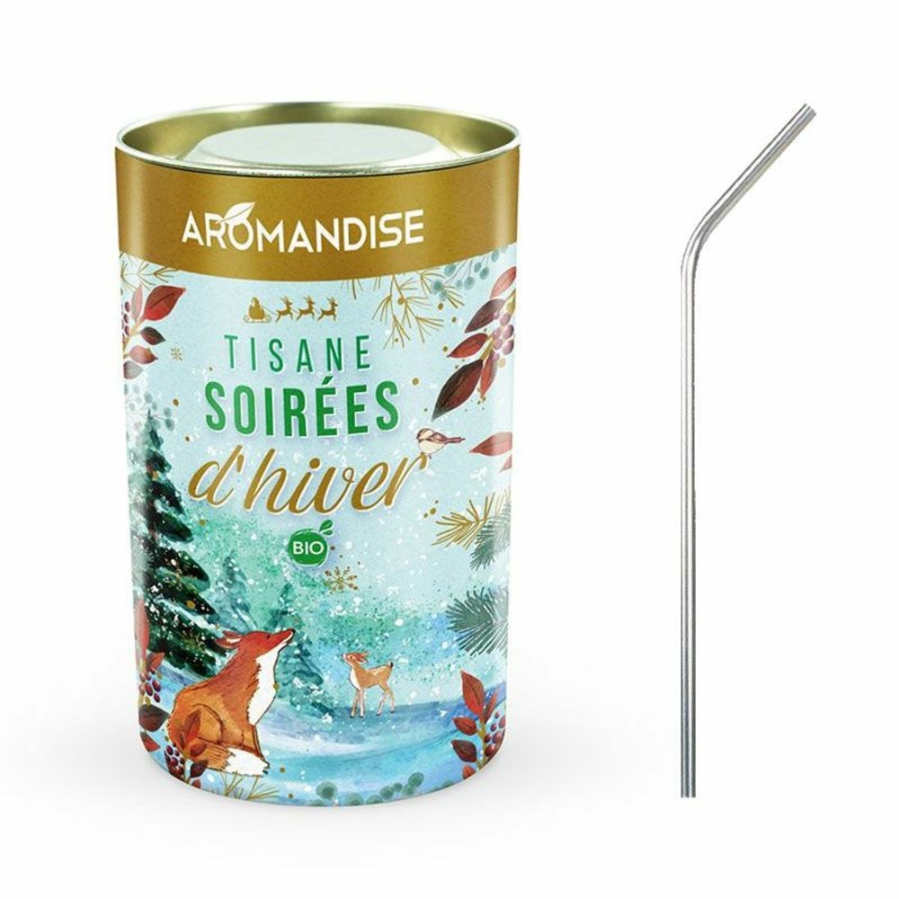 Tisane bio soirées d'hiver + 4 pailles en inox