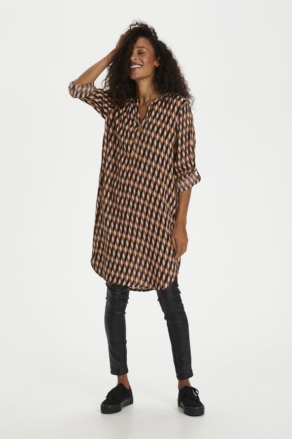 Kaffe KAmarana Shirt Dress Candy pink/thrush braid print