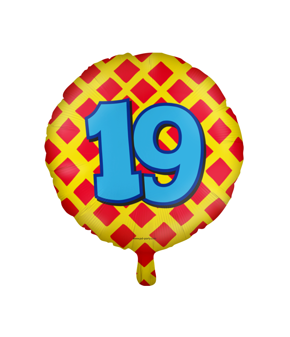 Helium Ballon 19 Jaar Gekleurd Leeg 46cm