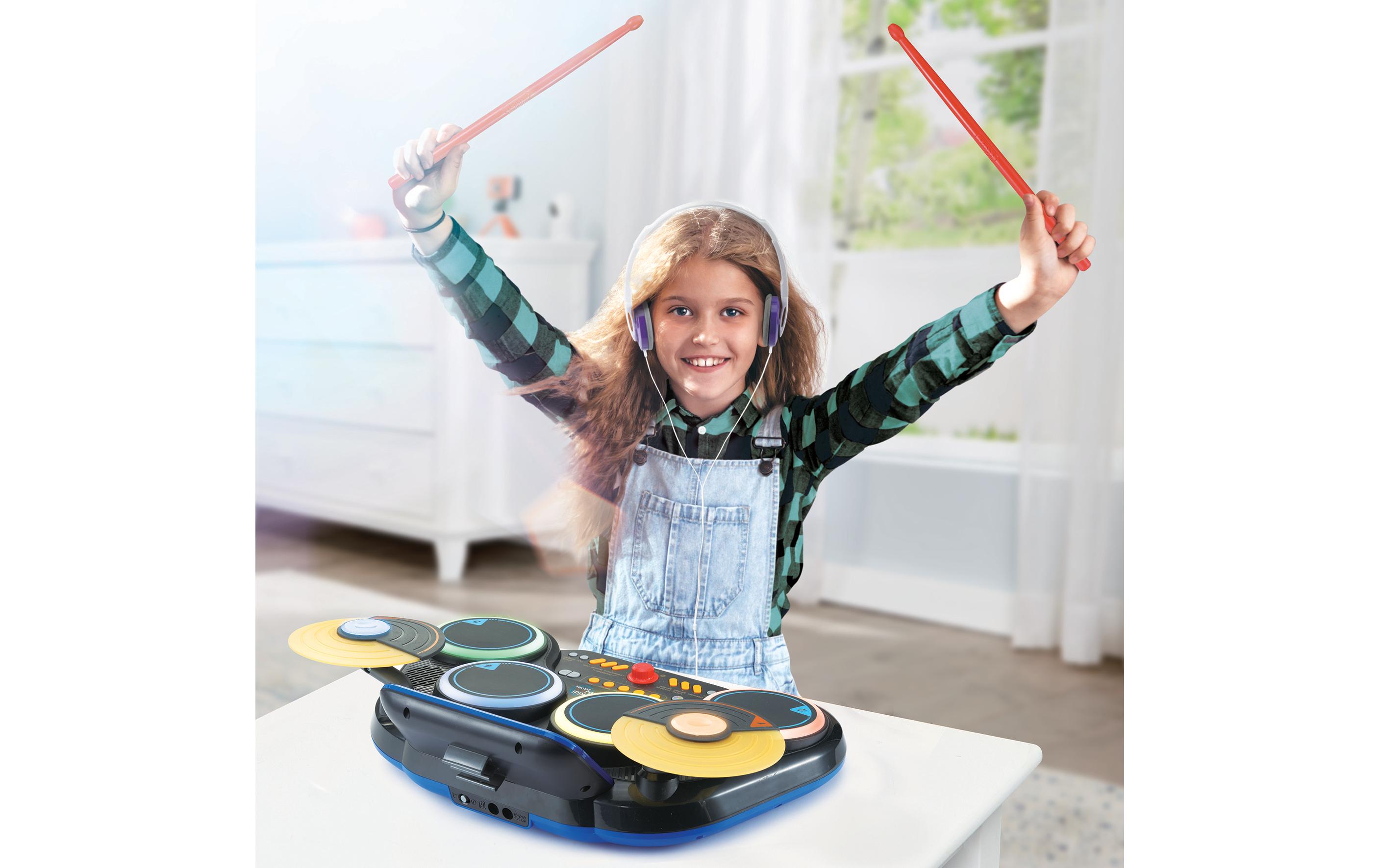 Musikspielzeug Kidi DJ Drums -FR-Elektronisches Schlagzeug mit coolen Leuchteffekten und realistischen Schlagzeuggeräuschen