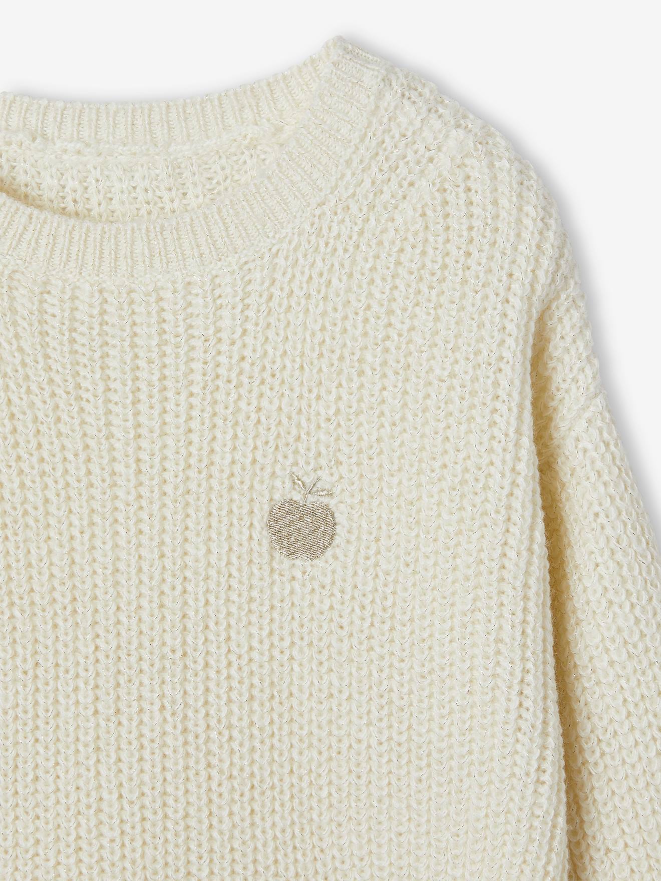 Suéter de malha de pérolas brutas com padrão iridescente para meninas