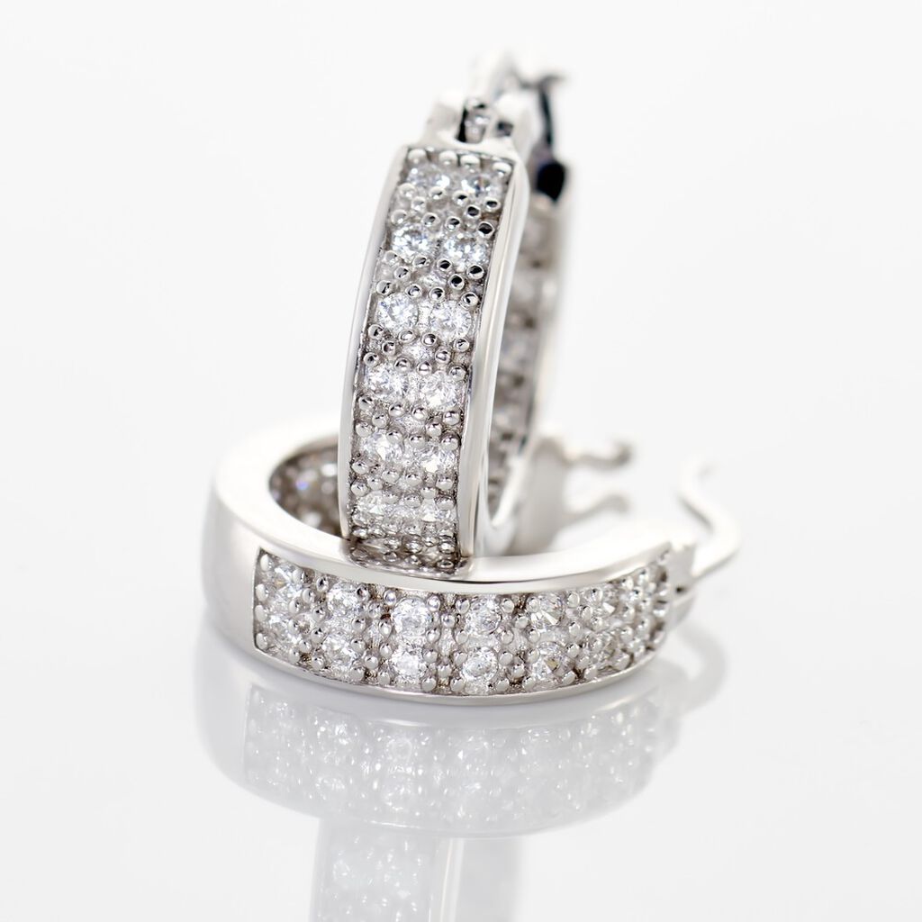 Créoles Argent Blanc Menelas Oxydes De Zirconium