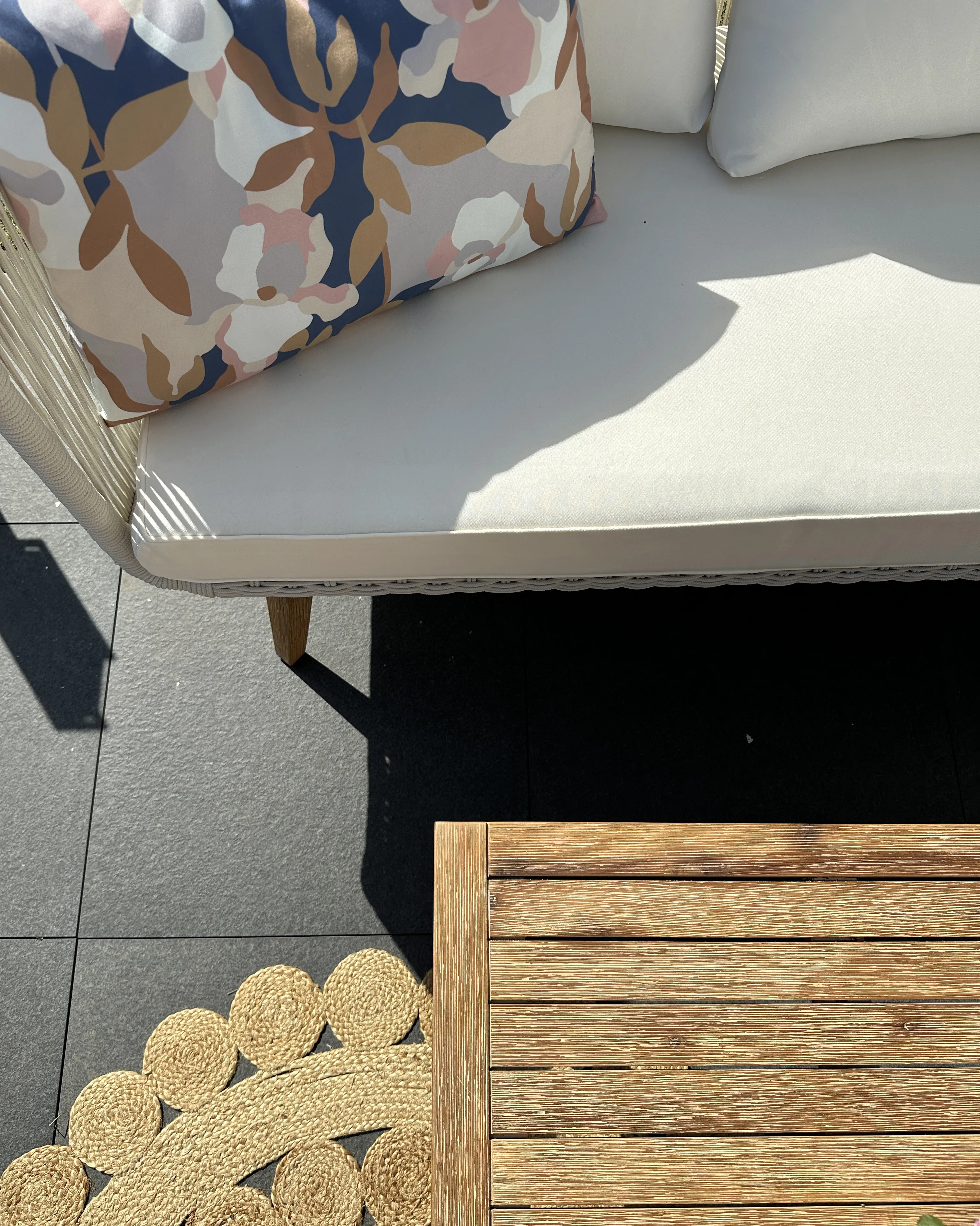 Tuin hoekloungeset met tafel 5-zits ALCAMO linkszijdig Acaciahout Lichtbeige