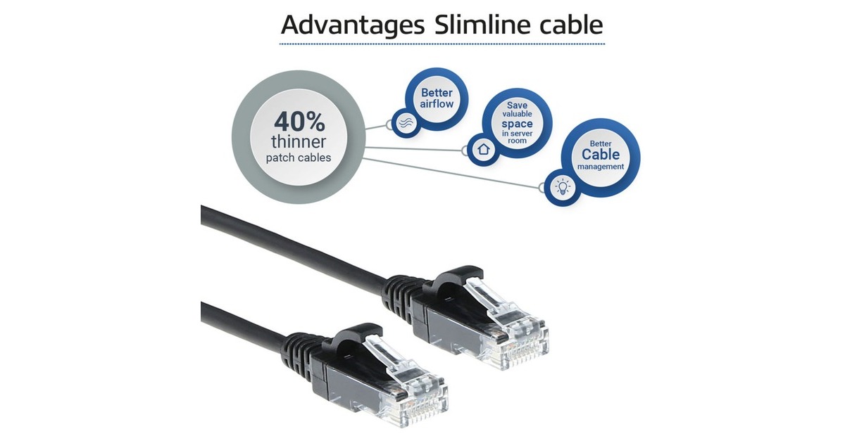 ACT ConnectivityLSZH U/UTP CAT6 datacenter slimline patchkabel snagless met RJ45 connectoren  (Zwart, 10 meter)