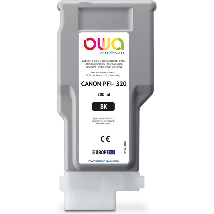 Cartouche d'encre traceur remanufacturée OWA - standard - Noir - pour CANON PFI-320 BK