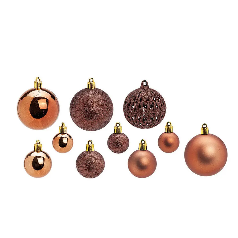 Wurm Kerstballen - 100st - kunststof - bruin - 3-4-6 cm
