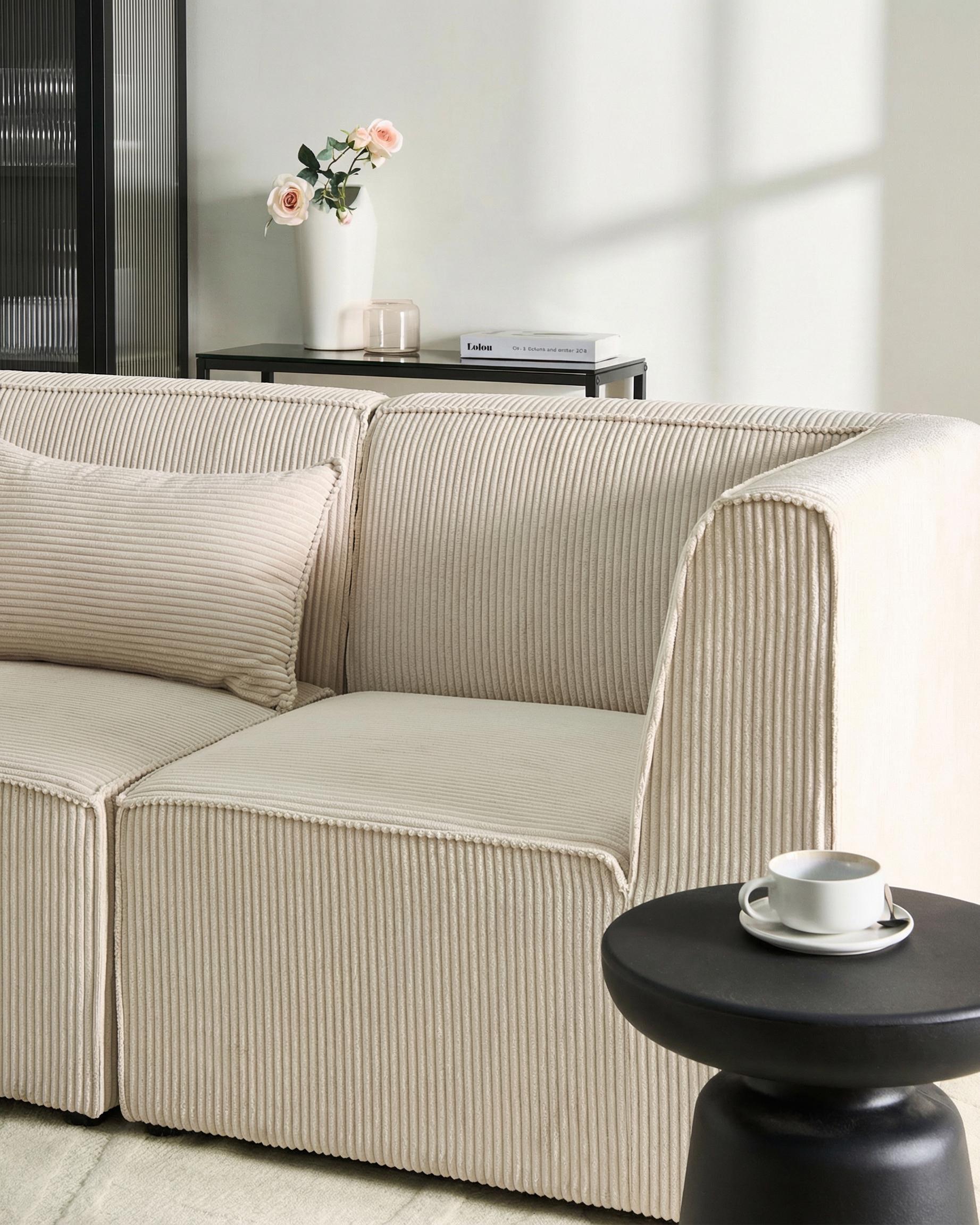 Modulaire hoekbank 4-zits LEMVIG Corduroy Beige rechtszijdig