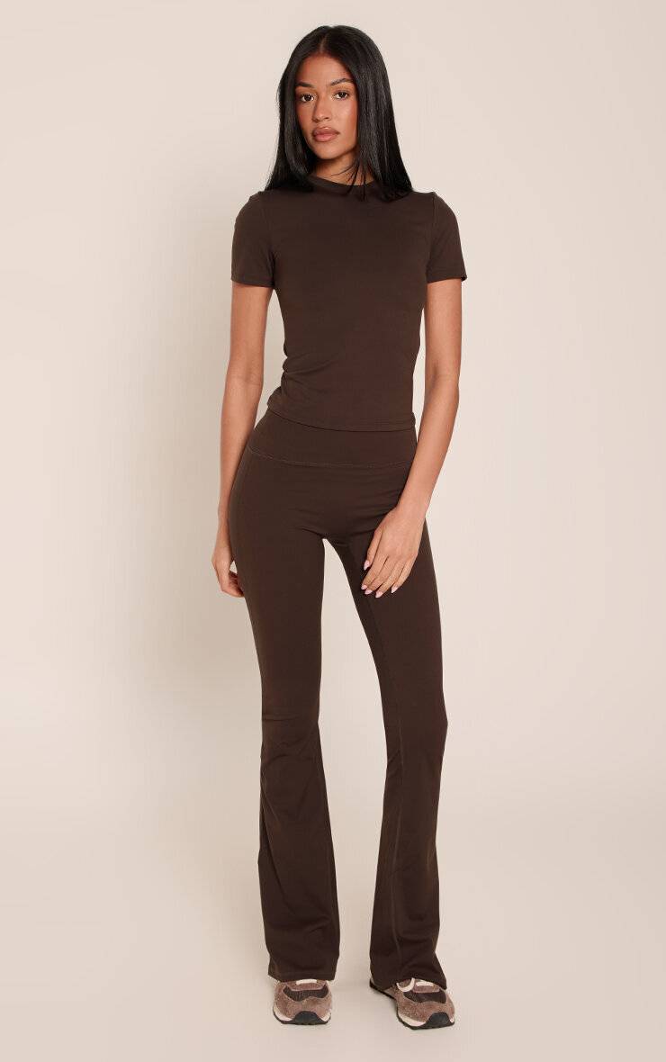Espresso Pantalon De Yoga Évasé Taille Haute Sculptant Pour Grandes Tailles
