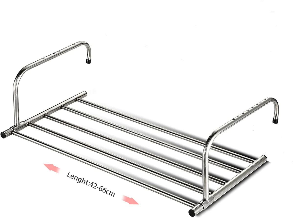 Séchoirs à Linge liable en Acier Inoxydable 42 - 66 cm gris Vendos85