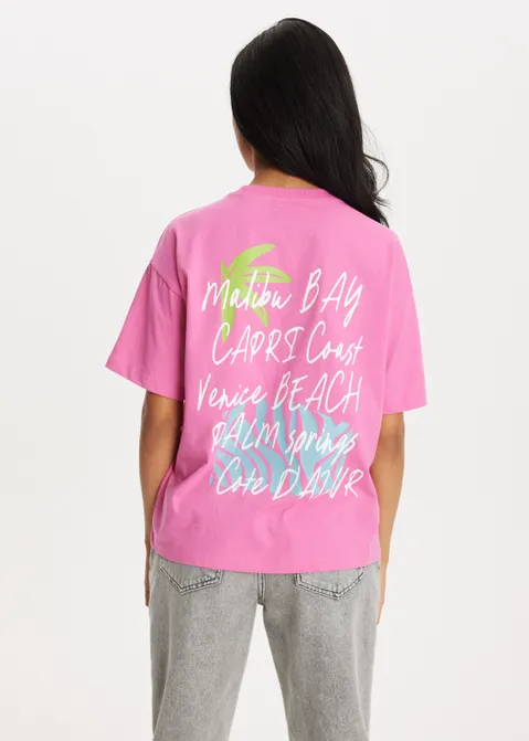 T-shirt met print malibu roze (ROS.M)