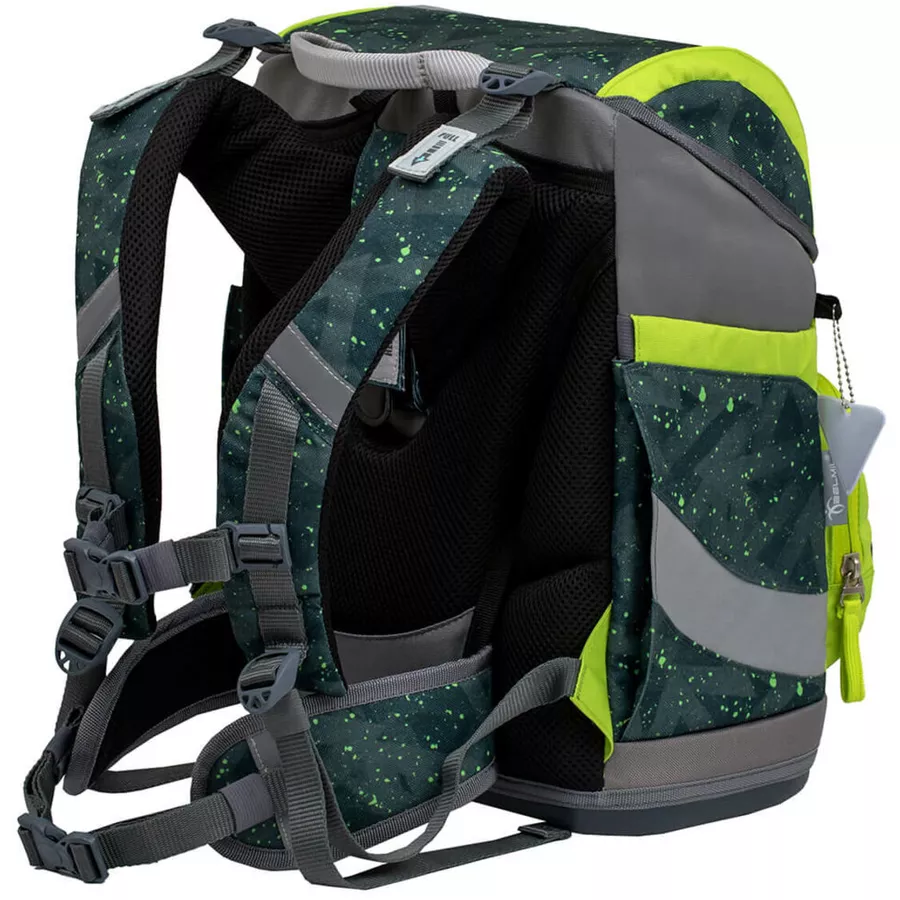 Belmil Schulranzen Smarty Schulranzen Set 6-teilig mit Brustgurt, Hüftgurt Green Splash