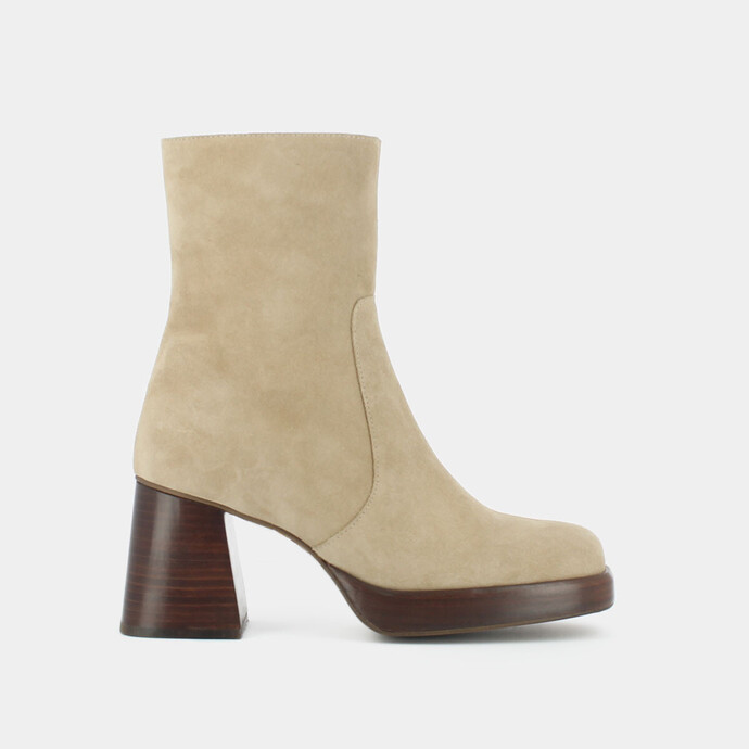 Bottines à plateformes  en croute beige