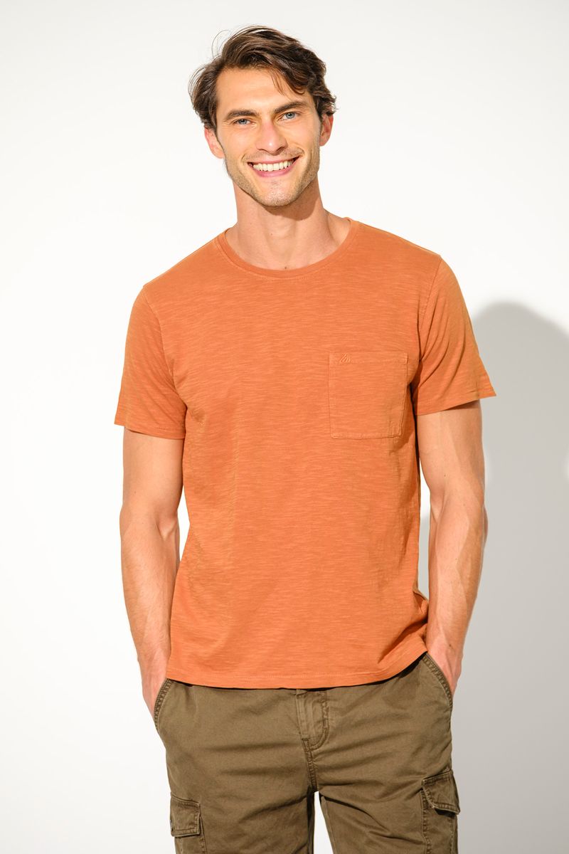 T SHIRT EM SLUB COM BOLSO