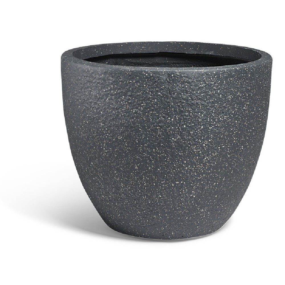 Cache pot rond en fibre d'argile effet pierre ø 58 cm noir