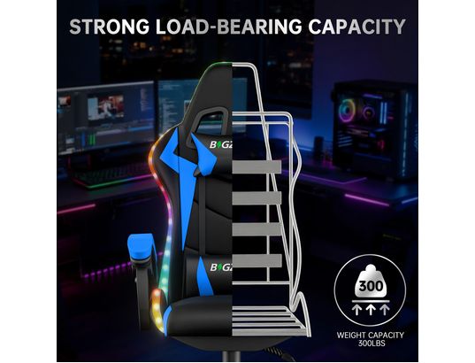 RATTANTREE - Fauteuil de bureau Chaise gaming led bleue