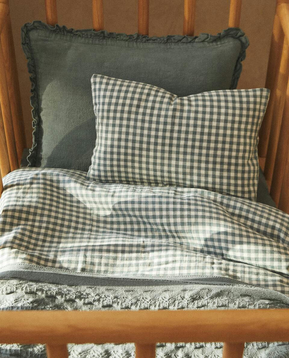 Conjunto de capa de edredom e fronha xadrez vichy