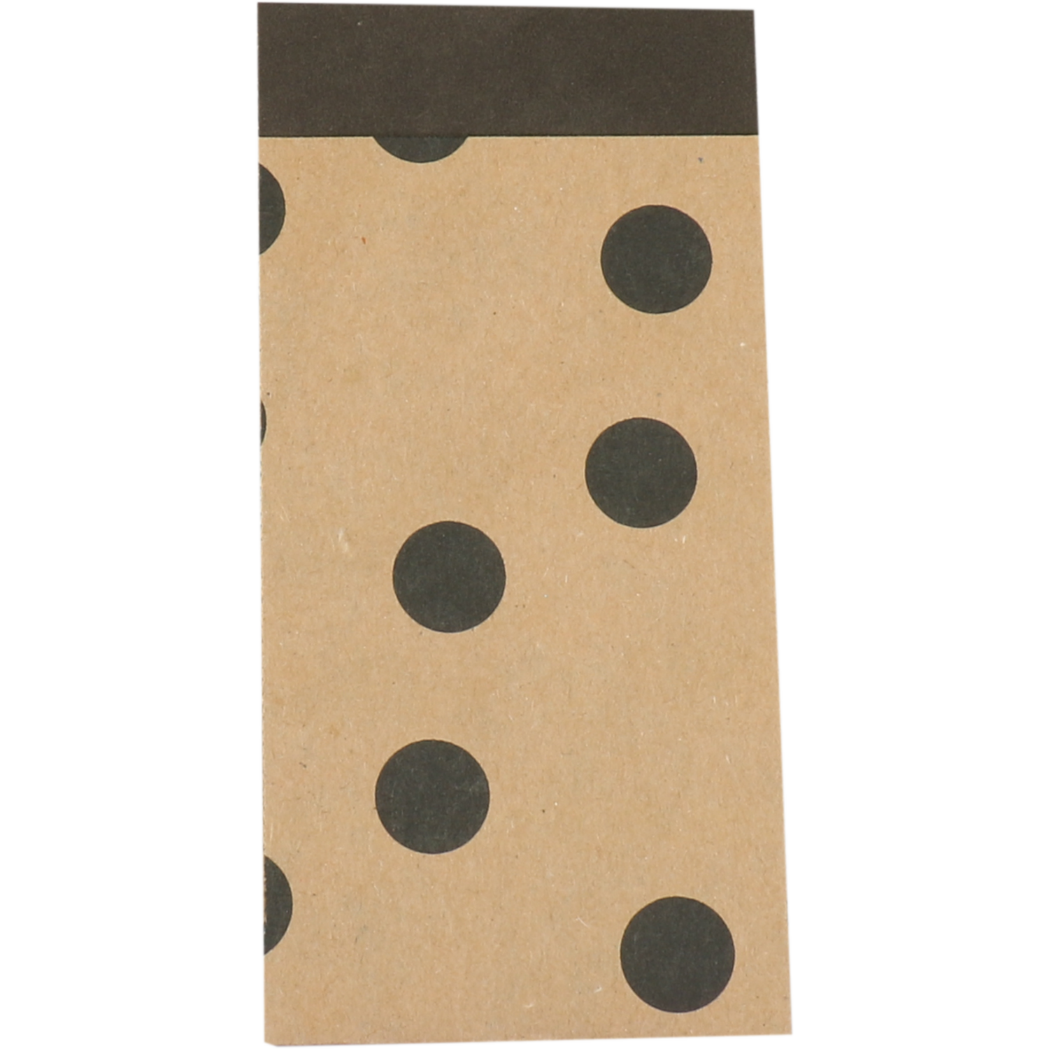 Zak, Fourniturenzak, Kraftpapier, 7x13cm, Zwarte stippen, bruin/zwart