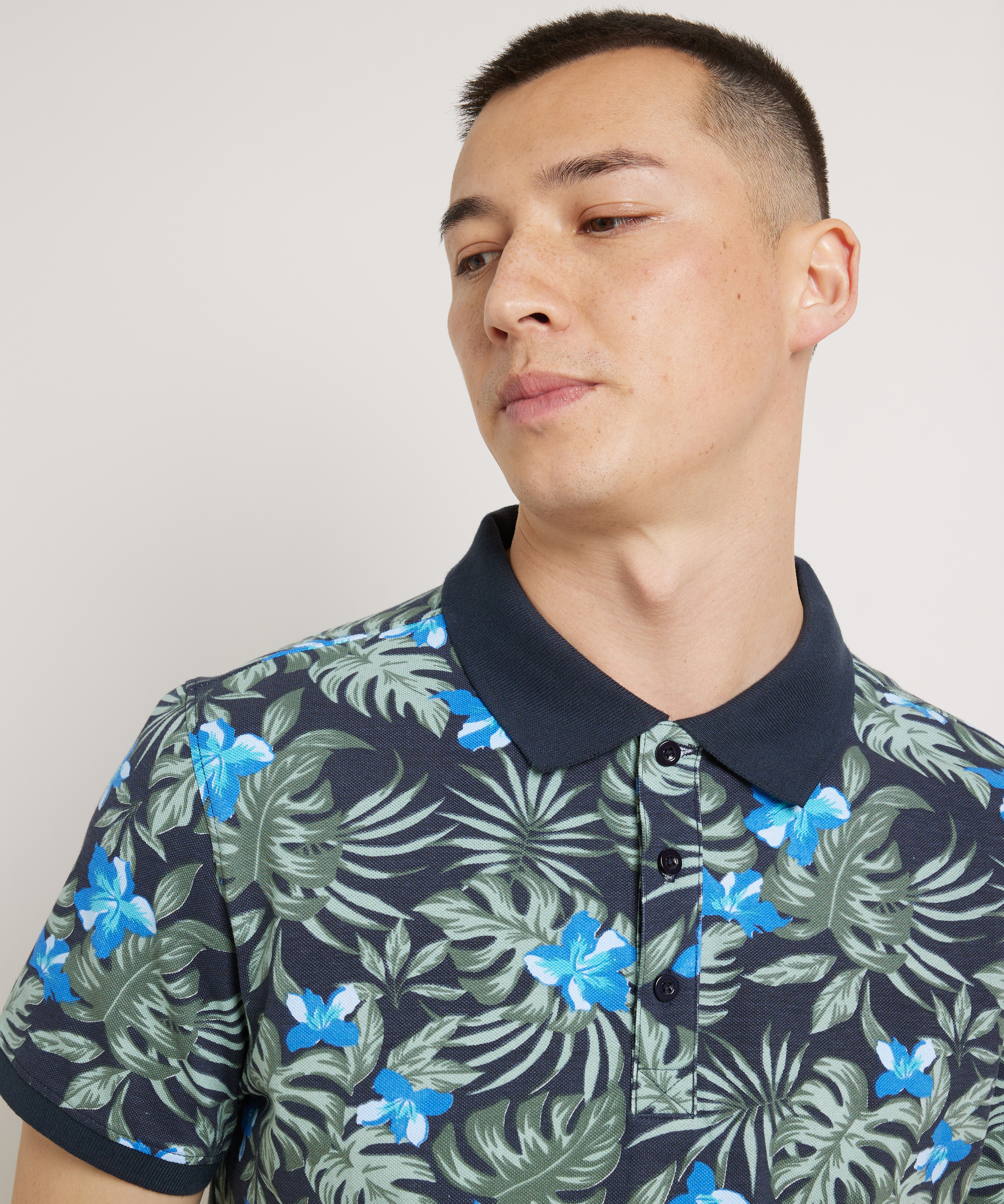 pique polo bloemenprint