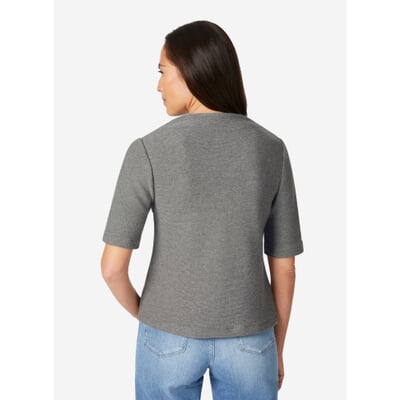 Damen-Strickshirt Halbarm, Graumelange