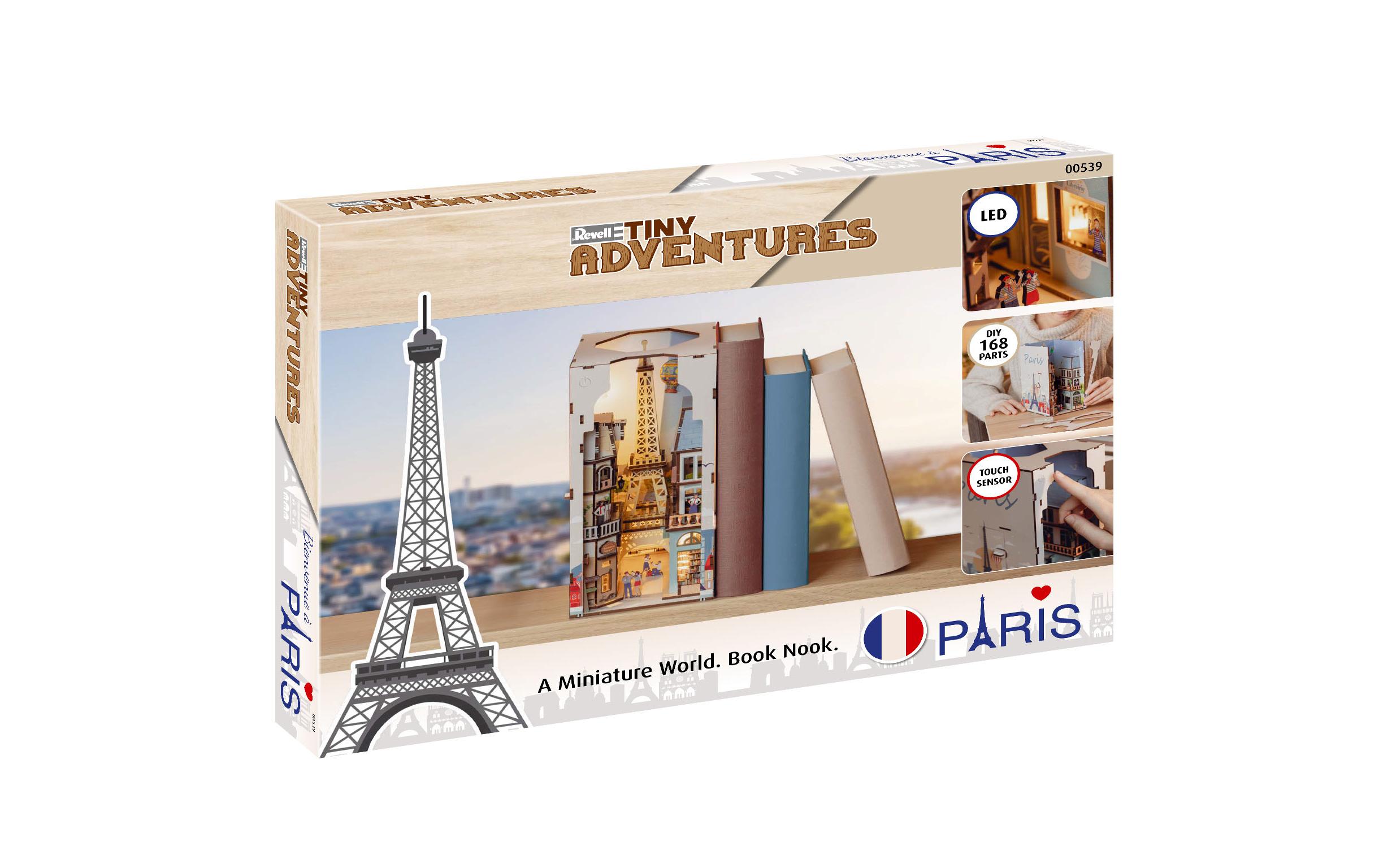 Bausatz Tiny Adventures ParisZauberhafte Miniaturwelt mit LED-Beleuchtung für Ihr Bücherregal