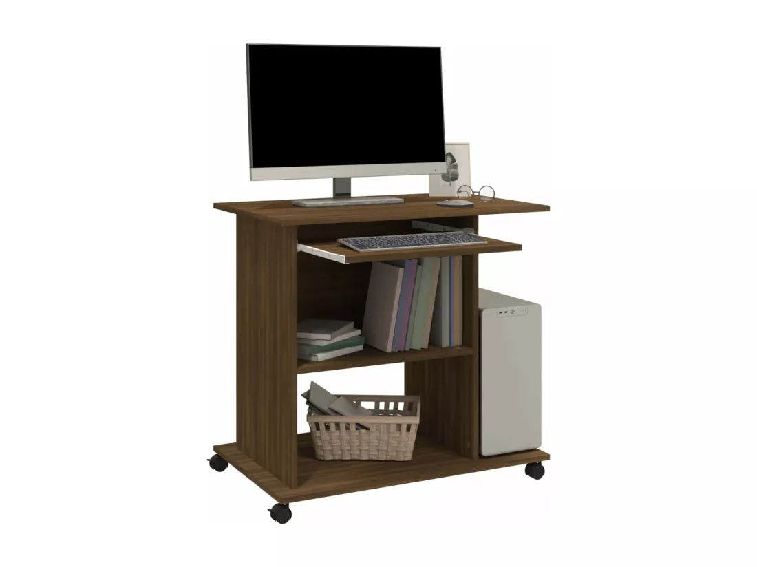 Bureau d'ordinateur Chêne marron 80x50x75 cm Bois d'ingénierie