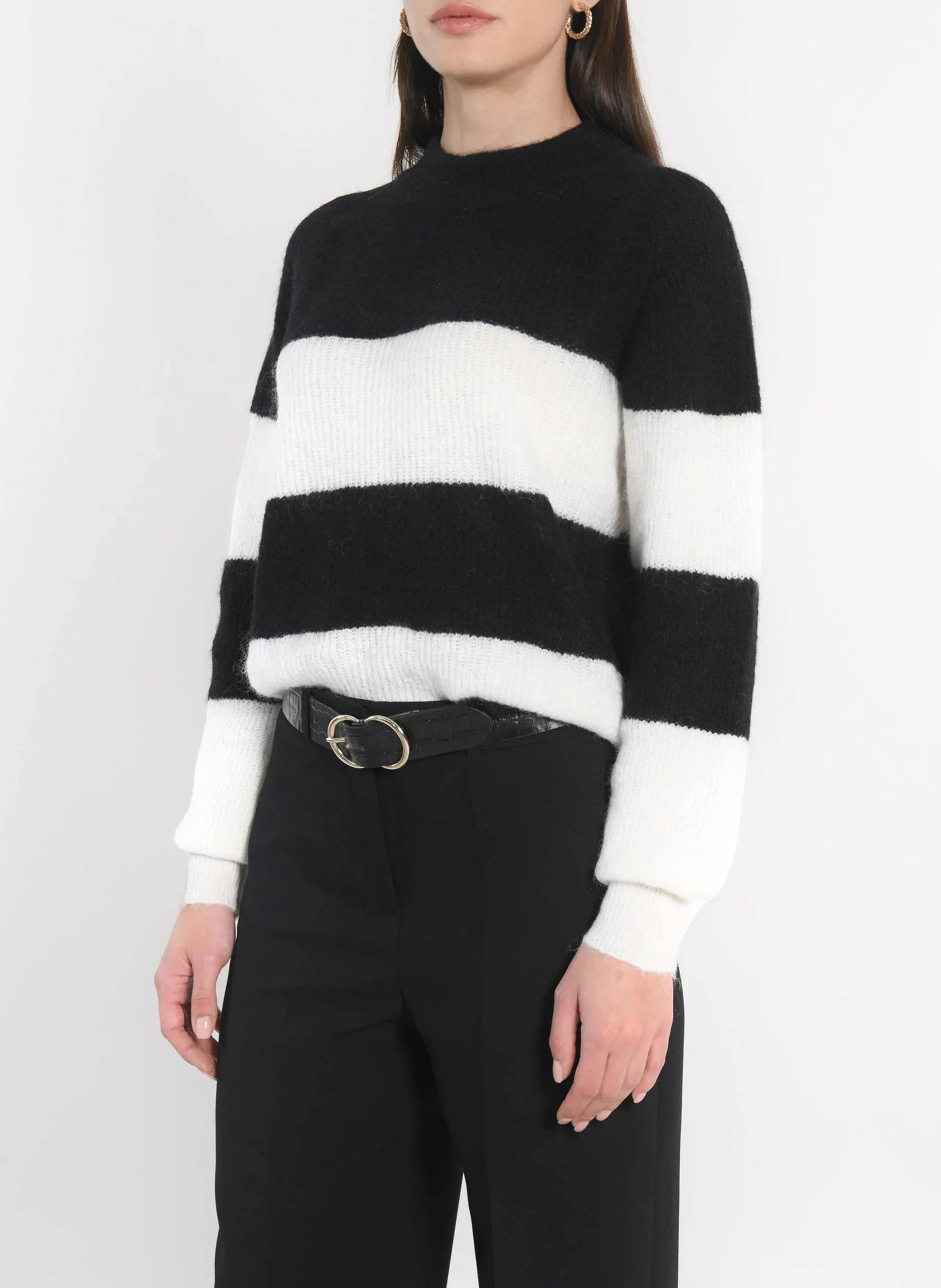COLETTE - Pull col rond à rayures | Noir